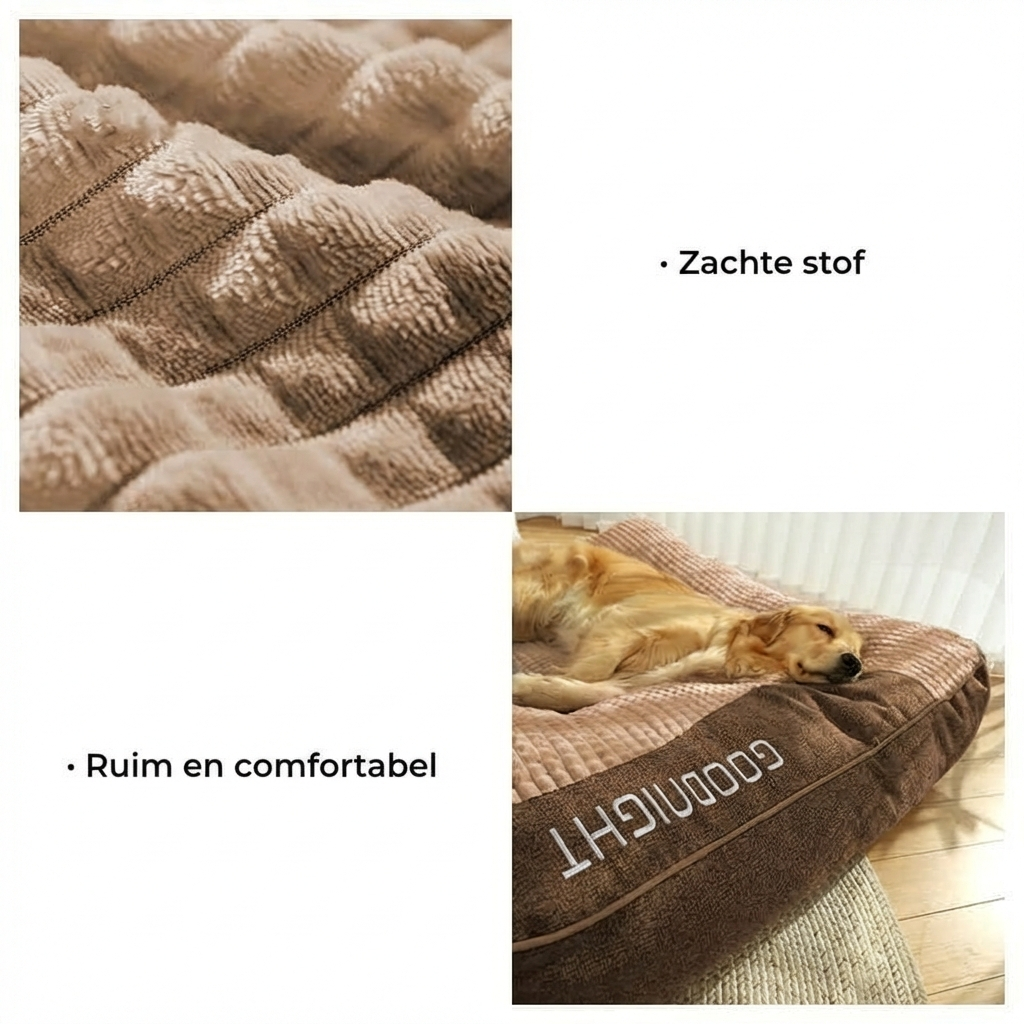 Grote dikke en krasbestendige hondenbed met ruggensteun